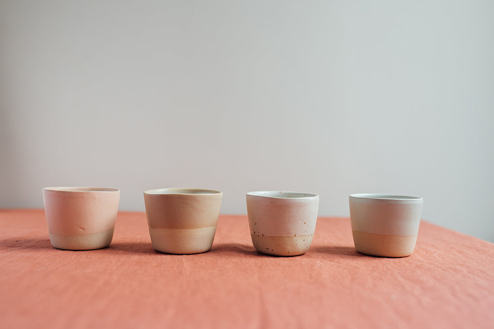 Tazzina da caffè senza manico, colore rosa/azzurro/beige/bianco